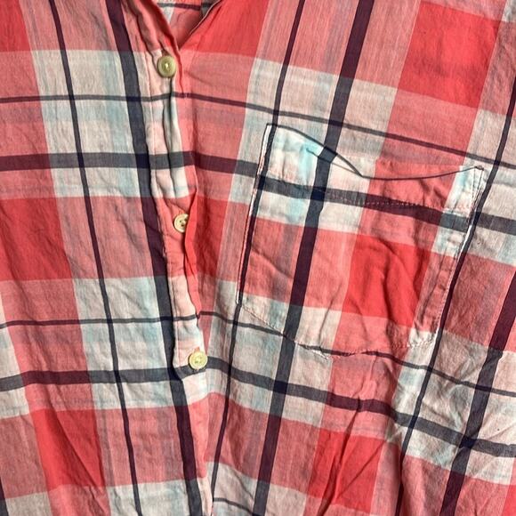 Old navy classic plaid button down top pink white blue XL - Picture 3 of 5
